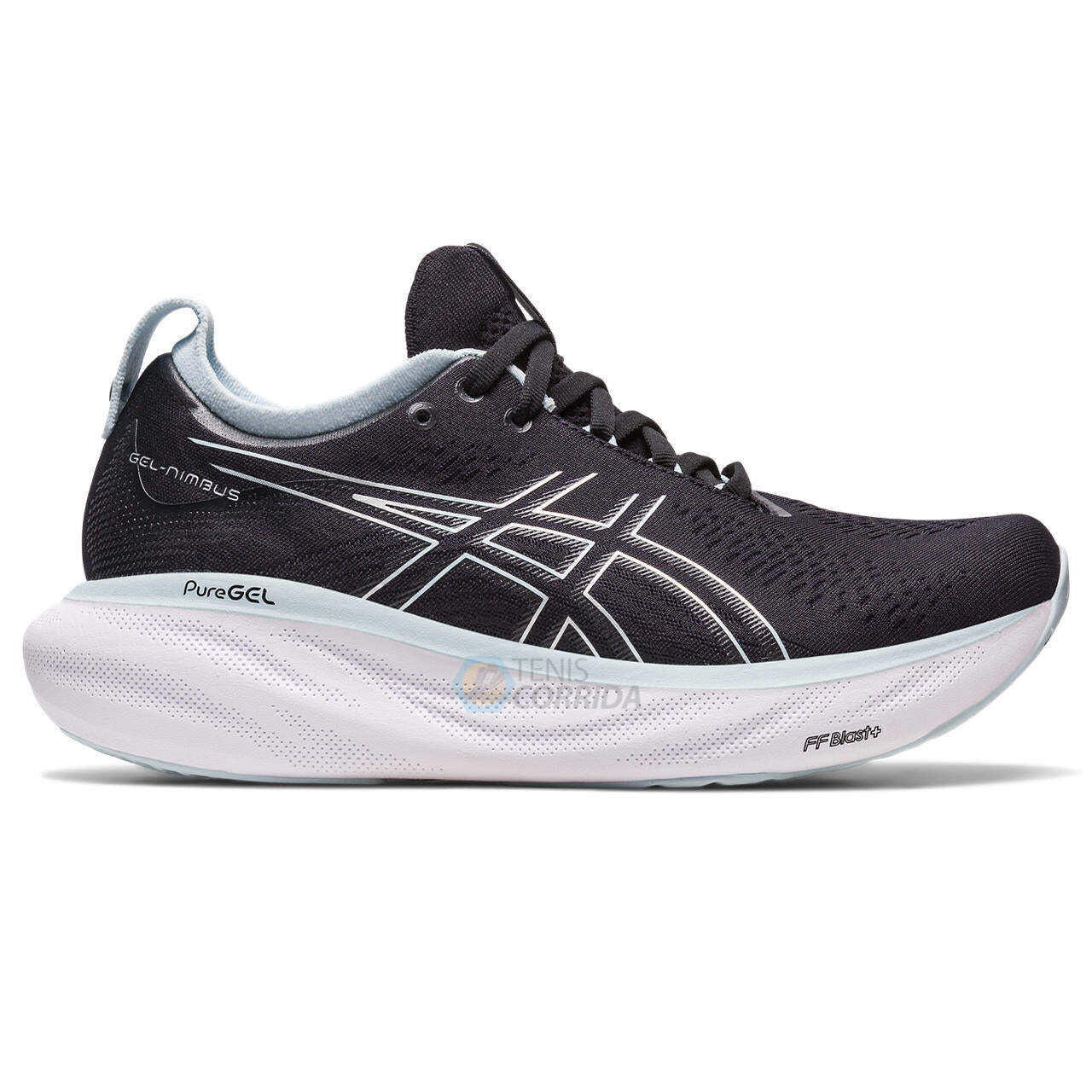 Tênis Asics Gel Nimbus 25 - Feminino - Preto e Branco