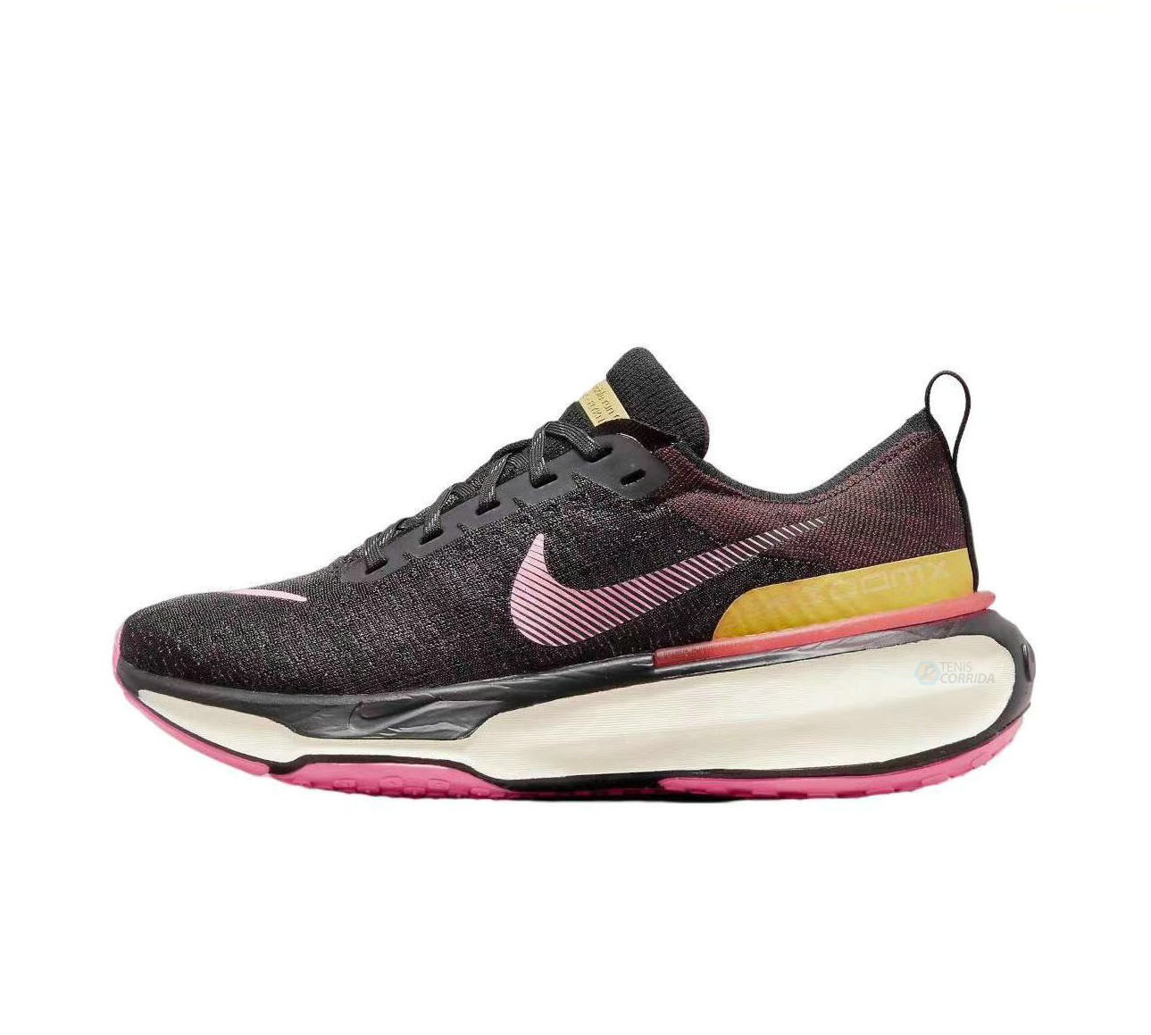 Tênis Nike Zoomx Invincible Run Flyknit 3 Masculino - Preto Rosa e Amarelo