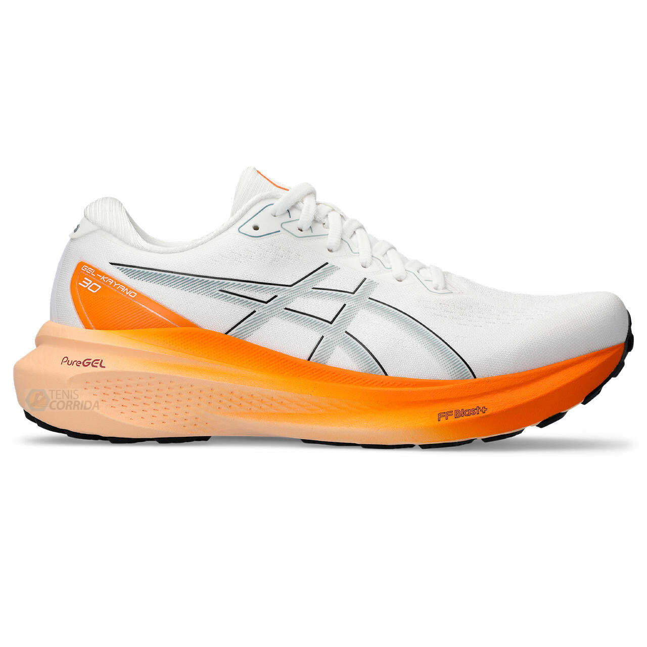 Tênis Asics Gel Kayano 30 - Branco e Laranja - Masculino 