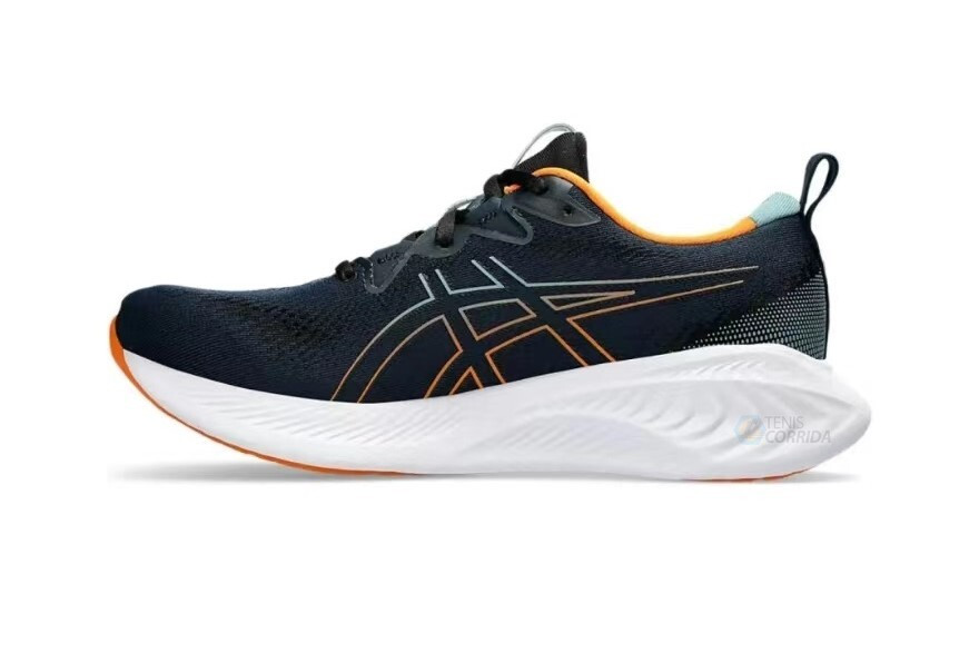 Tênis Asics Gel Cumulus 25 - Preto Azul Escuro Amarelo - Masculino 