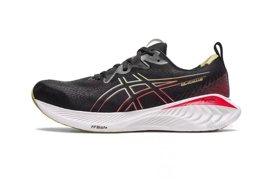 Tênis Asics Gel Cumulus 25 - Preto e Vermelho - Masculino