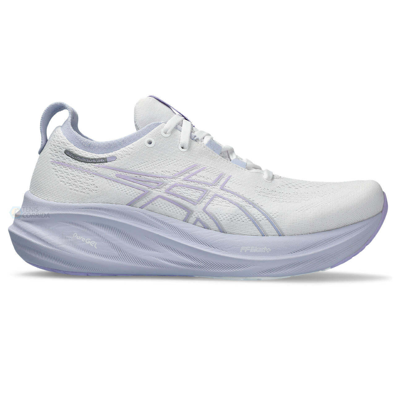 Tênis Asics Gel Nimbus 26 - Branco e Roxo Claro - Feminino
